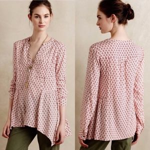 Maeve | Anthropologie Pink Pattern Henley Blouse